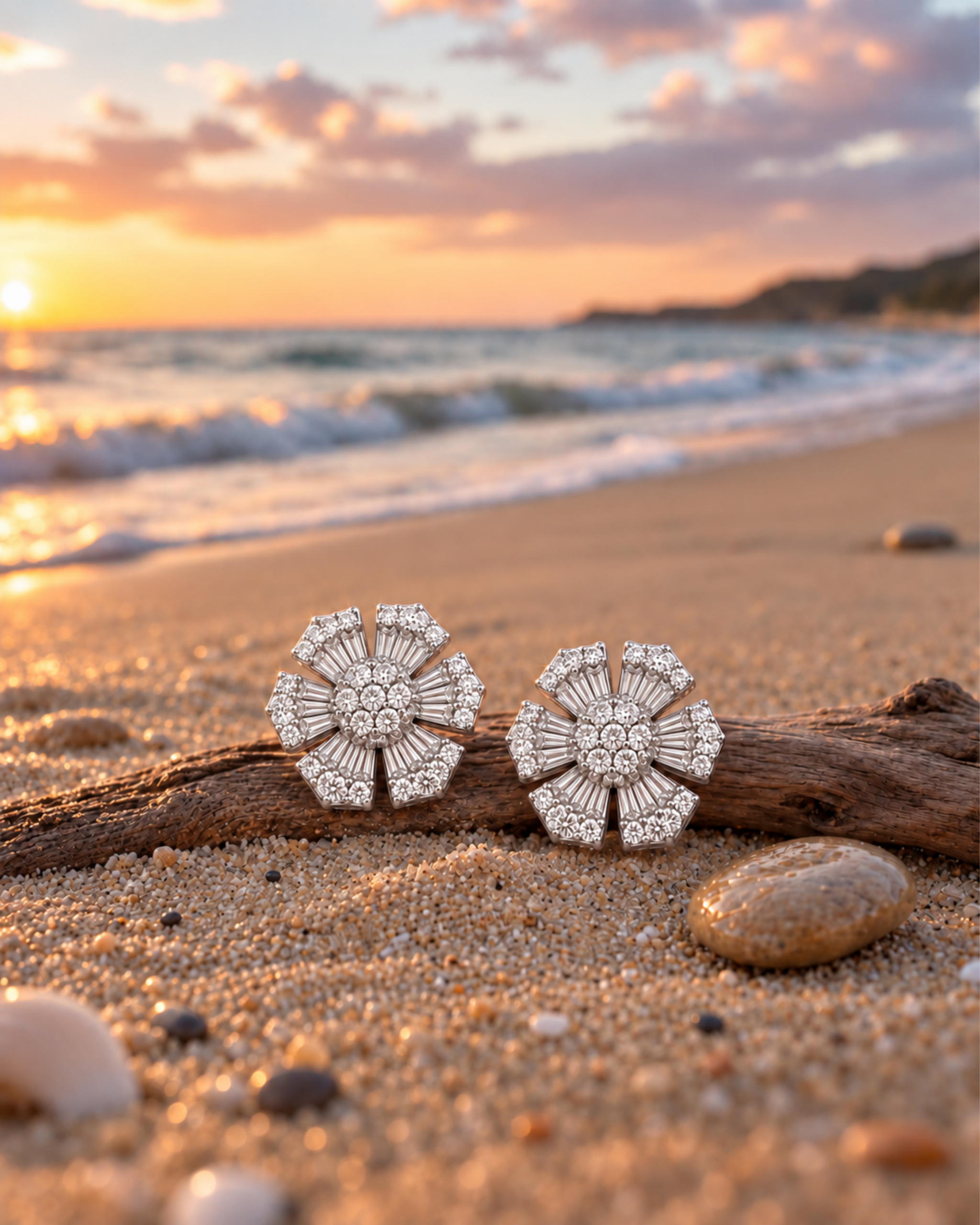 Petal Glow Earrings – Silver