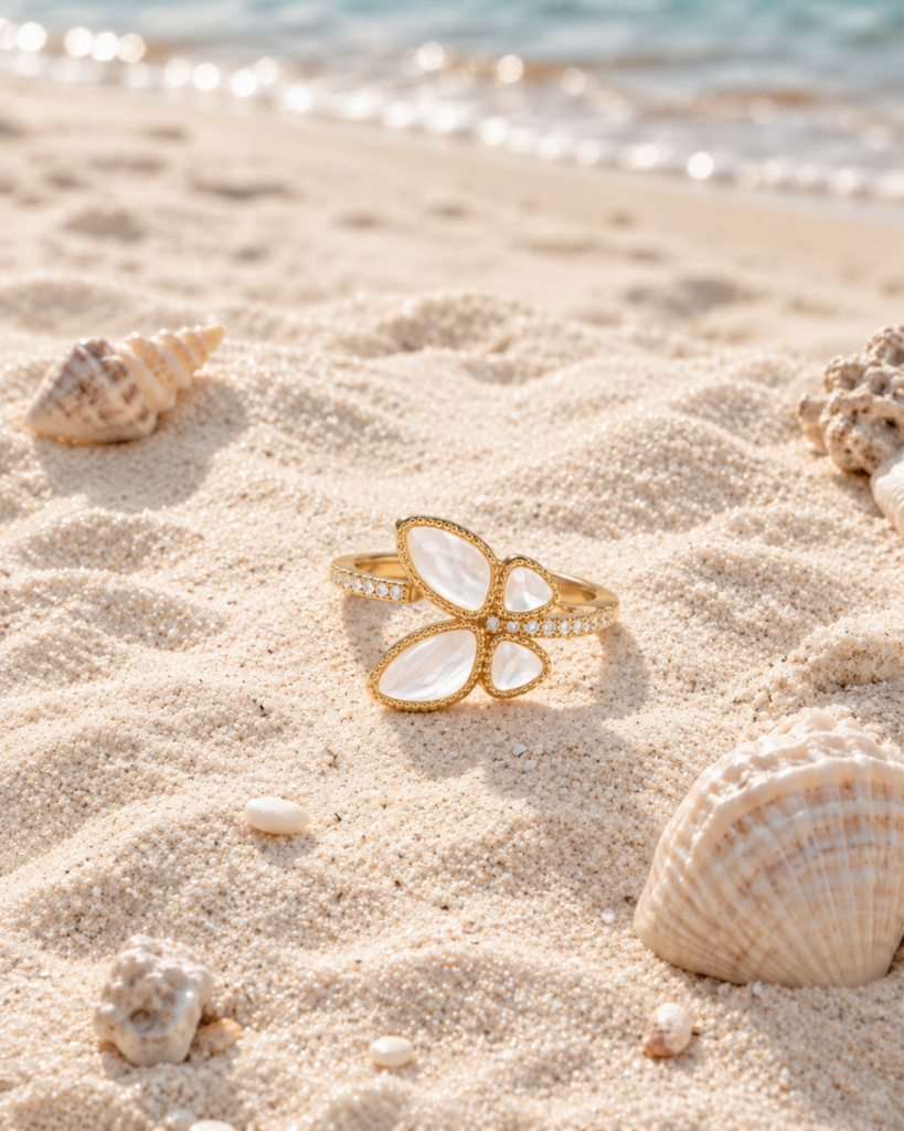 Pearl Wing Ring - Adjustable
